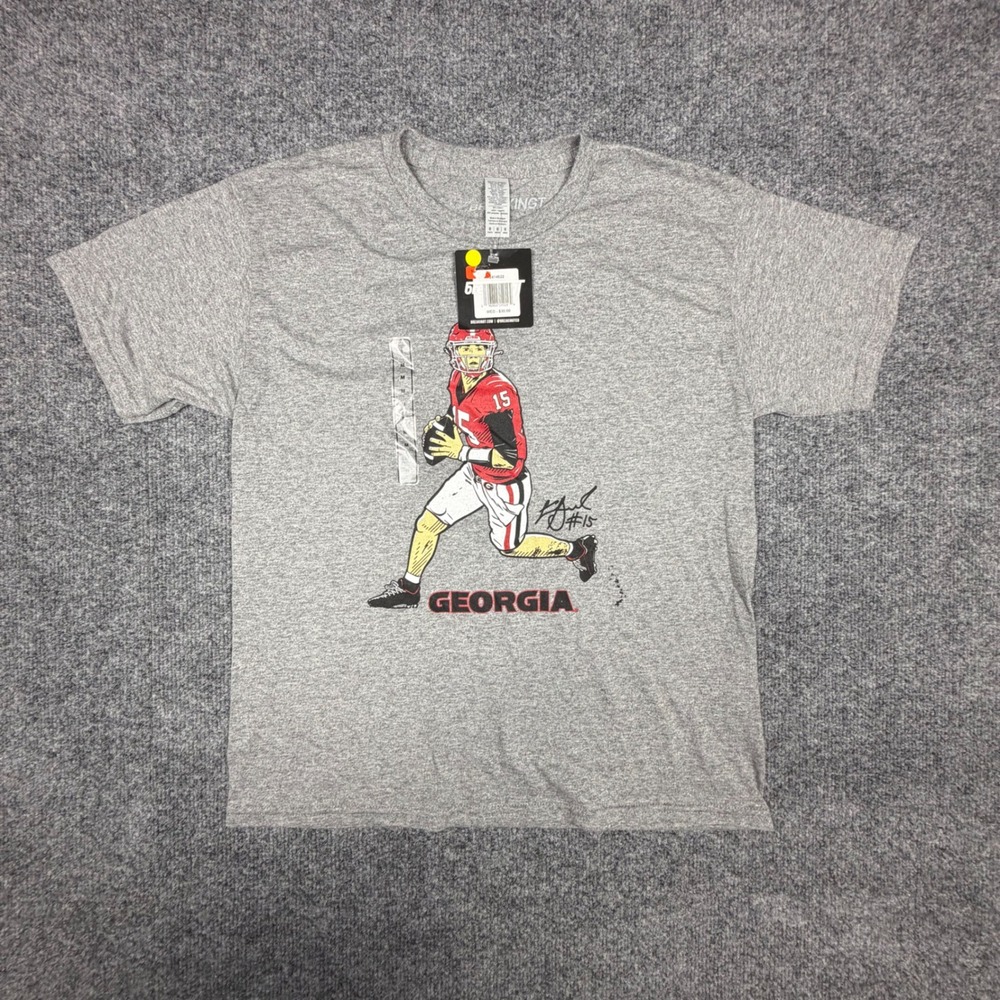 BreakingT Georgia Bulldogs Youth Medium Gray Graphic T-Shirt New with Tags